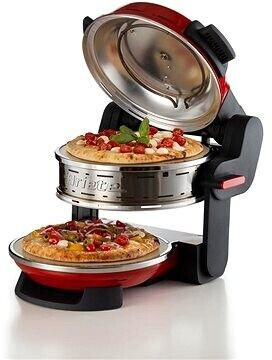 پیتزا پز دو طبقه آریته ایتالیا مدل Ariete Forno Pizza Doppio 0927 | رنگ قرمز | پخت همزمان دو پیتزا با صفحات جداگانه